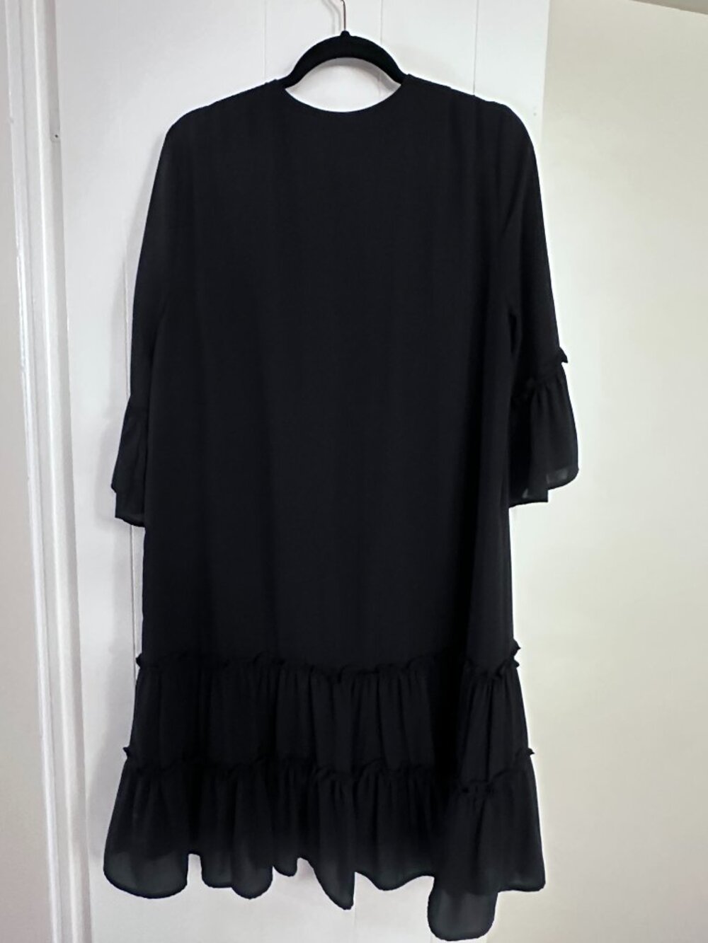 Karen Kane Black Tiered Ruffle Shift Dress XL